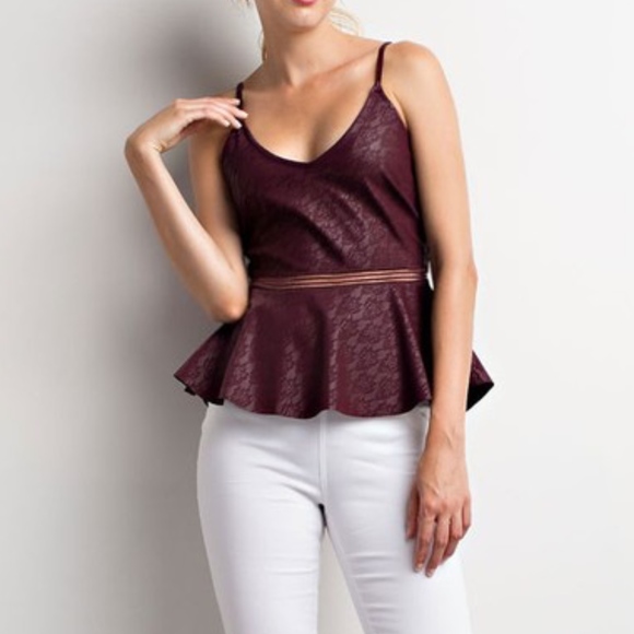 Tops - Last 1! NWT Faux Leather Lace Peplum top